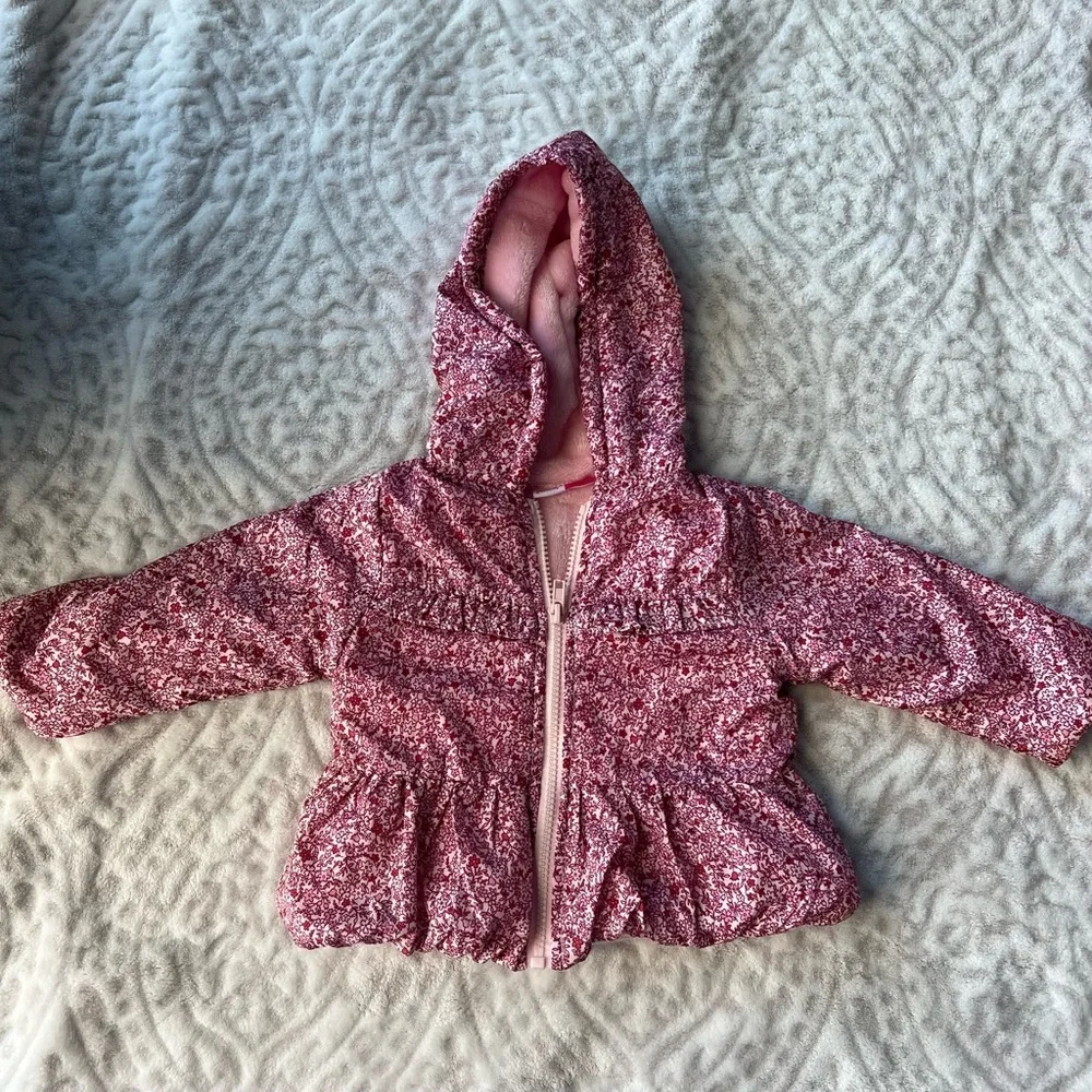 Penelope Mack Pink Floral Baby Winter Jacket with Hood | Size 12 month